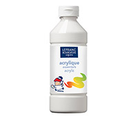 Akryyliväri Lefranc & Bourgeois valkoinen 500 ml - vesipohjainen, pysyvä, kiiltäväpintainen