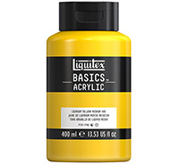 Siirry tuotteeseen Akryyliväri Liquitex Basics keltainen 400 ml - vesipohjainen, laadukkaat pigmentit