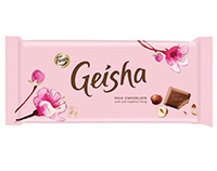 Suklaalevy Fazer Geisha 121 g - maitosuklaa, hasselpähkinänougat, ei palmuöljyä