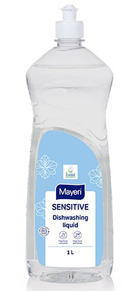 Käsitiskiaine Mayeri sensitive 1 L - hajusteeton, fosfaatiton, väriaineeton, ympäristömyötäinen