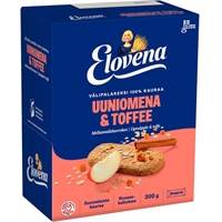 Välipalakeksi Elovena uuniomena-toffee 30g /10 - runsanskuituinen, Suomen Sydänliiton Sydänmerkki