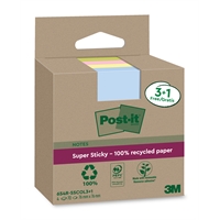 Viestilappu Post-it Super Sticky Eco 76x76 lajitelma /4 kpl - 100 % kierrätyspaperia, PEFC