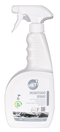 Puhdistusaine HETI Moniteho Spray 750 ml - kaikille koville pinnoille, ehkäisee lian tarttumista