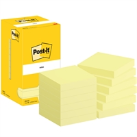 Viestilappu Post-it 654 76x76mm keltainen /12 - PEFC-paperi, kasviperäinen liima, kierrätyspakkaus