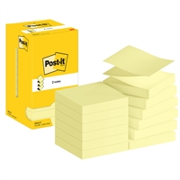 Viestilappu Post-it Z-notes 76x76mm keltainen /12 - PEFC-paperi, kasviperäinen liima, kierrätyspakk