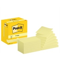 Viestilappu Post-it Z-Notes 76x127mm keltainen 12 kpl pkt - PEFC-sertifioitu, kierrätyspahvipakkaus