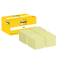 Viestilappu Post-it 653 38x51mm keltainen /12 - PEFC-paperi, kasviperäinen liima, kierrätyspakkaus