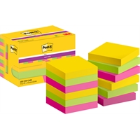 Viestilappu Post-it Super Sticky Carnival 47x47mm /12 - PEFC-paperi, kasviperäinen liima, kierrätysp