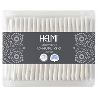 Helmi vanupuikko muoviton /200 kpl pkt - 100% luonnon puuvillaa, paperivarsi, kloorivalkaisematon