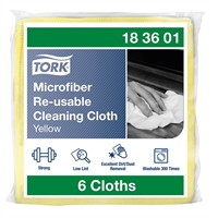Mikrokuituliina Tork keltainen /6 kpl - uudelleen käytettävä, joutsenmerkitty