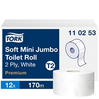 WC-paperi Tork Soft  Mini Jumbo T2 /12 rll pkt / 110253 - kierrätyskuitua, FSC- ja Ecolabel -merkit