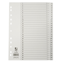 Hakemisto Q-CONNECT A4 1-31 kartonki valkoinen