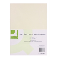Kopiopaperi Q-CONNECT A4 80g vaniljankeltainen /100 arkkia