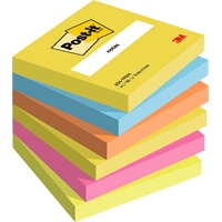 Viestilappu Post-it Energetic 654 76x76mm /6 kpl - energisen voimauttavat värit