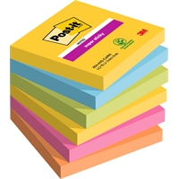 Viestilappu Super Sticky 76x76 Carnival 6 kpl - 60% liima-aineesta kasvipohjaista, PEFC-sertifioitu