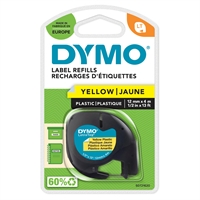 Teippi Dymo Letratag 12mm keltainen/musta
