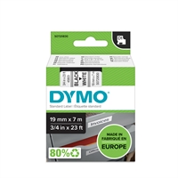 Tarrakasetti Dymo D1 45803 19mm valkoinen/musta