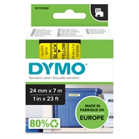 Tarrakasetti Dymo D1 24mm x 7m keltainen/musta