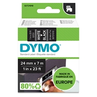 Tarrakasetti Dymo D1 24mm x 7m musta/valkoinen