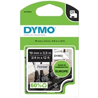 Tarrakasetti Dymo D1 nylon 19mm x 3,5m valkoinen/musta