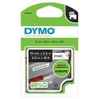 Tarrakasetti Dymo D1 polyesteri 19mm x 3,5m valkoinen/musta