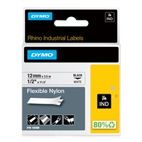 Tarrakasetti Dymo RhinoPro nylon 12mm valkoinen 3,5 m