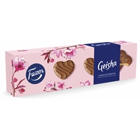 Suklaakeksi Fazer Geisha Bisquit 100 g - maitosuklaakuorrutteinen keksi hasselpähkinätäytteellä