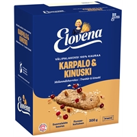 Välipalakeksi Elovena Karpalo-Kinuski 30g /10 kpl pkt - runsaskuituinen, laktoositon, munaton