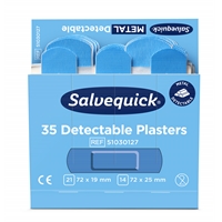 Muovilaastari Salvequick 6735CAP sininen 6x35 kpl - steriilipakattu laastari elintarvikealalle