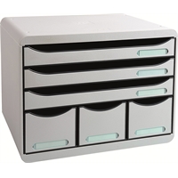Laatikosto Exacompta Store-Box 6-osainen harmaa - kierrätysmateriaalia, 25 v takuu