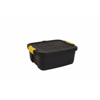 Varastolaatikko Strata Heavy Duty kannella 24l musta - 100% kierrätettävää polypropeenia