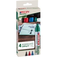 Huopakynä edding 21 Ecoline 1,5-3mm 4 väriä - ilmastoneutraali, kierrätysmateriaalia, pysyvä muste
