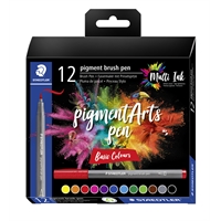 Staedtler Pigment Arts brush pen kirkkaat/12 - laadukas kuitukynäsarja sivellinkärjellä
