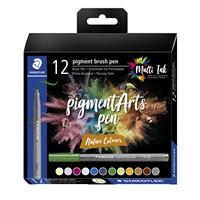 Staedtler Pigment Arts brush pen murretut /12 - laadukas kuitukynäsarja sivellinkärjellä