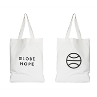 Kangaskassi Globe Hope Statement valkoinen - kierrätys- ja ylijäämäkankaasta, EU Ecolabel