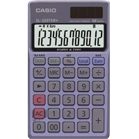Nelilaskin Casio SL-320 TER - lompakkomallinen paristovarmennettu valokennolaskin
