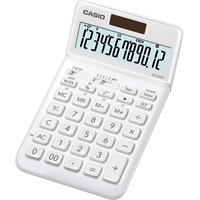 Pöytälaskin Casio JW-200SC-WE valkoinen - hyvin ohut, iso taittuva näyttö, metallikuori