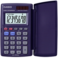 Taskulaskin Casio HS-8VERA- lompakkomallinen paristovarmennettu valokennolaskin