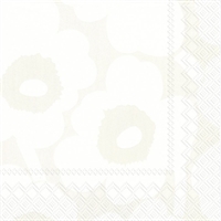 Lautasliina Marimekko 25x25 cm unikko valko-hopea /20 - 100% kierrätysmateriaalia
