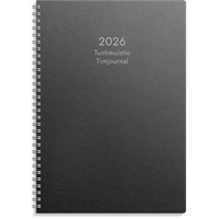 Kalenteri 2026 Tuntimuistio musta Eco parikierresidottu A4