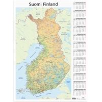 Kalenteri 2026 Seinälehti Suomen kartta