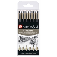 Kuitukärkikynä Sakura Pigma Micron musta 6 kpl
