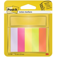 Merkkaaja Post-it 15x50mm neonvärilajitelma - 100% PEFC-sertifioitua paperia