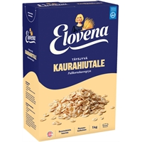 Täysjyväkaurahiutale Elovena 1 kg - runsaskuituinen, Suomen Sydänliiton Sydänmerkki
