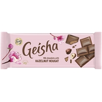 Suklaalevy Fazer Geisha 100 g - maitosuklaa, hasselpähkinänougat, ei palmuöljyä