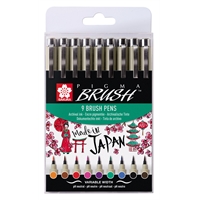 Sivellintussi Sakura Pigma Brush 9 kpl värilajitelma
