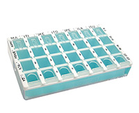 Lääkeannostelija Jakoset Medi suomenkielinen 153x92x24mm - neljä lokeroa viikon jokaiselle päivälle