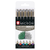 Kuitukärkikynä Sakura Pigma Micron 0,25 mm  6 kpl värilajitelma