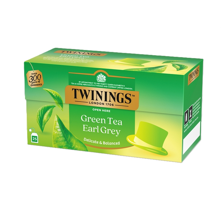Tee Twinings Earl Grey Green Tea vihreä /25 - tuttu klassikotee vihreänä versiona