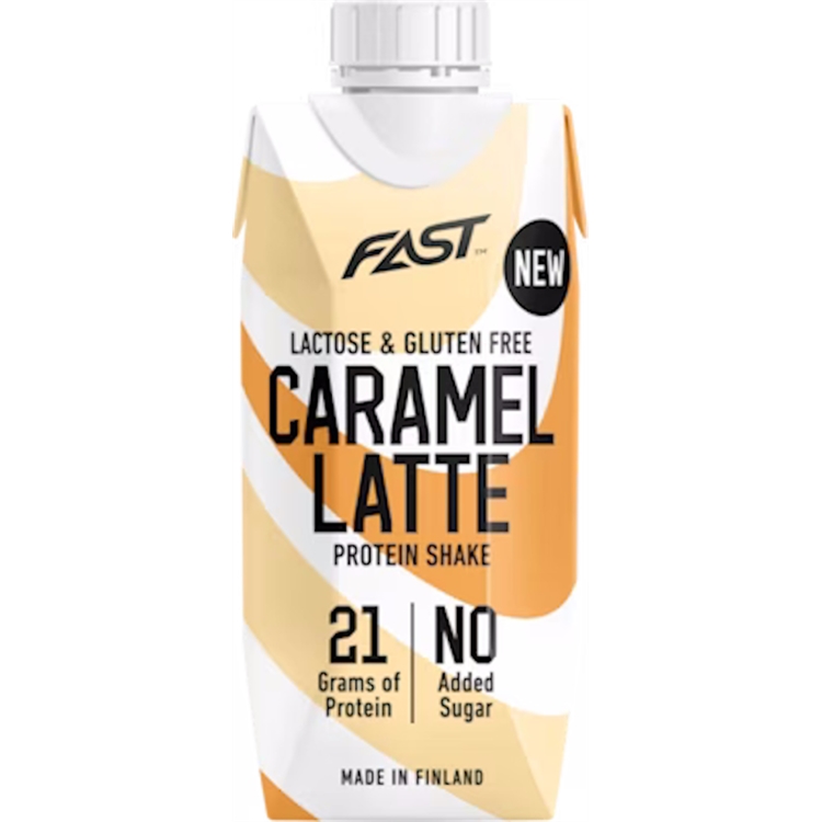 Proteiinipirtelö FAST Caramel Latte 250ml - kotimainen, sokeriton, laktoositon, gluteeniton